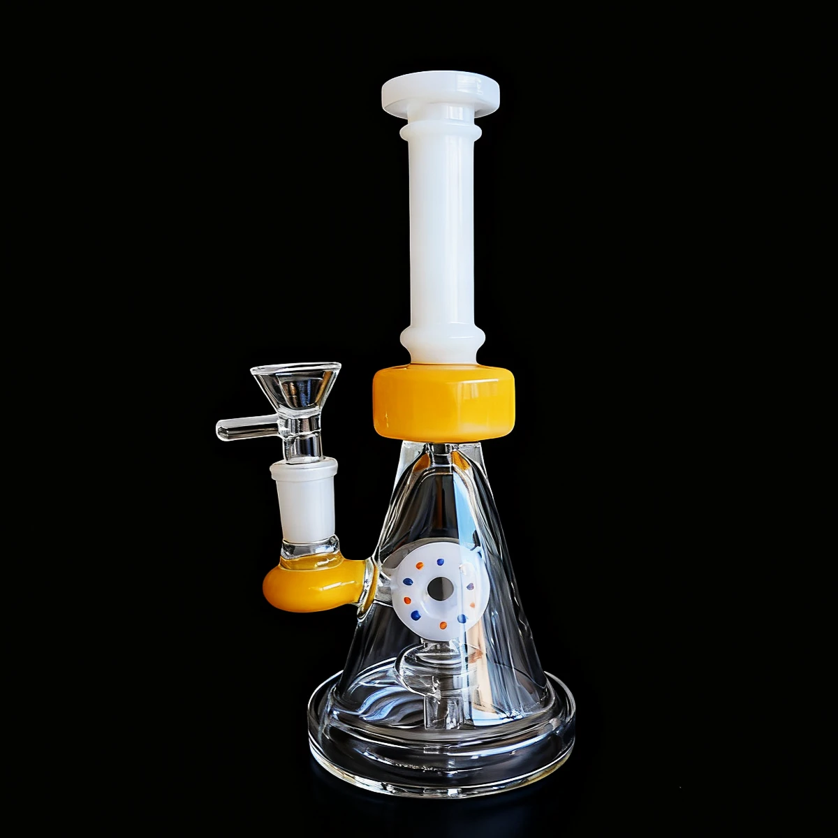 8-Inch Colorful Donut Perc Beaker Glass Bong