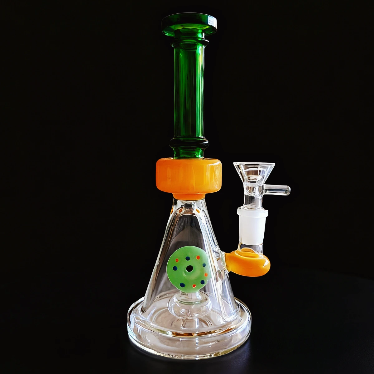 8-Inch Colorful Donut Perc Beaker Glass Bong