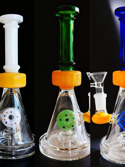 8-Inch Colorful Donut Perc Beaker Glass Bong