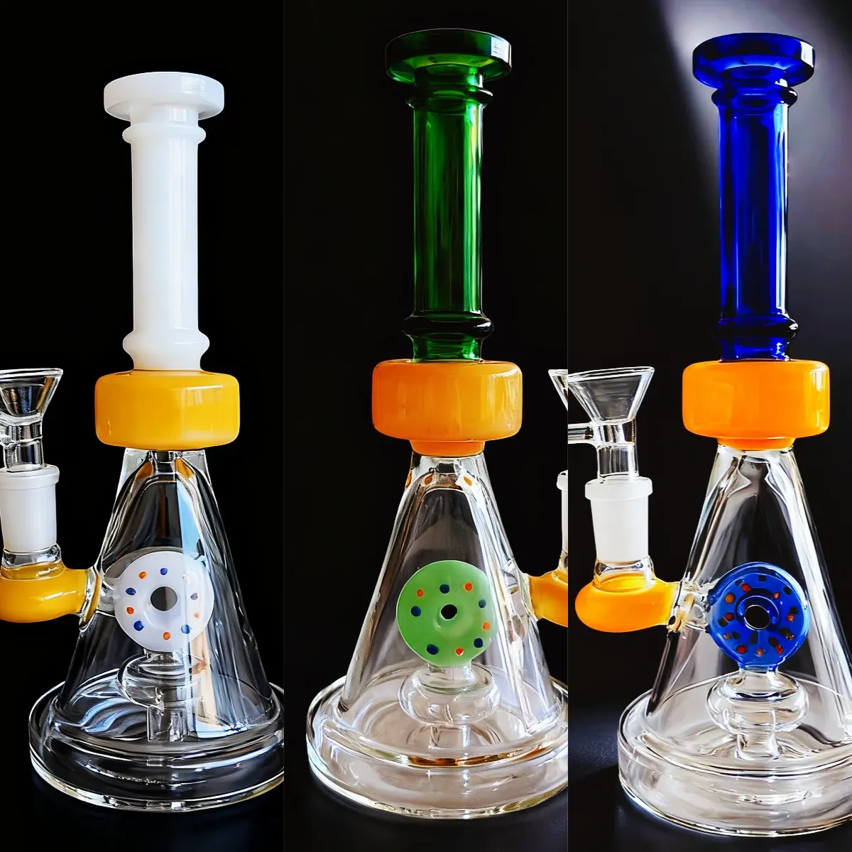 8-Inch Colorful Donut Perc Beaker Glass Bong