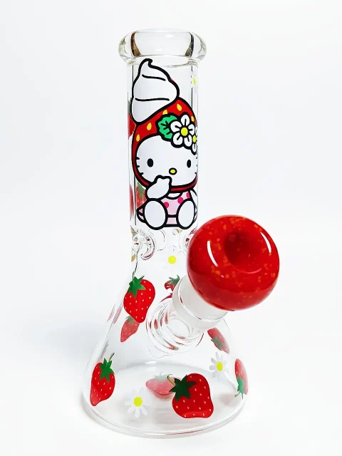 Hello Kitty Strawberry Mini Beaker Bong – Cute Berry Glass Water Pipe
