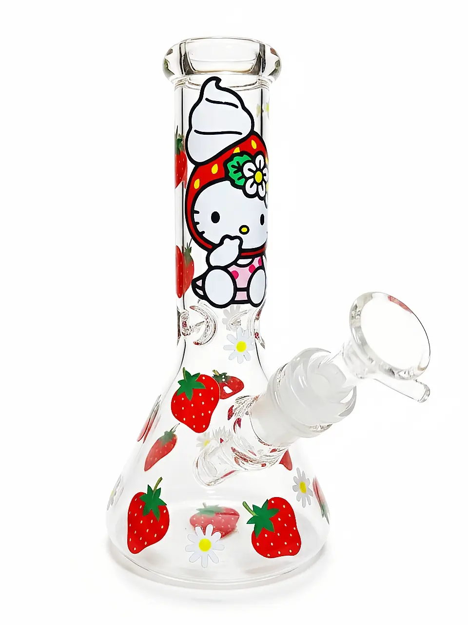 Hello Kitty Strawberry Mini Beaker Bong – Cute Berry Glass Water Pipe