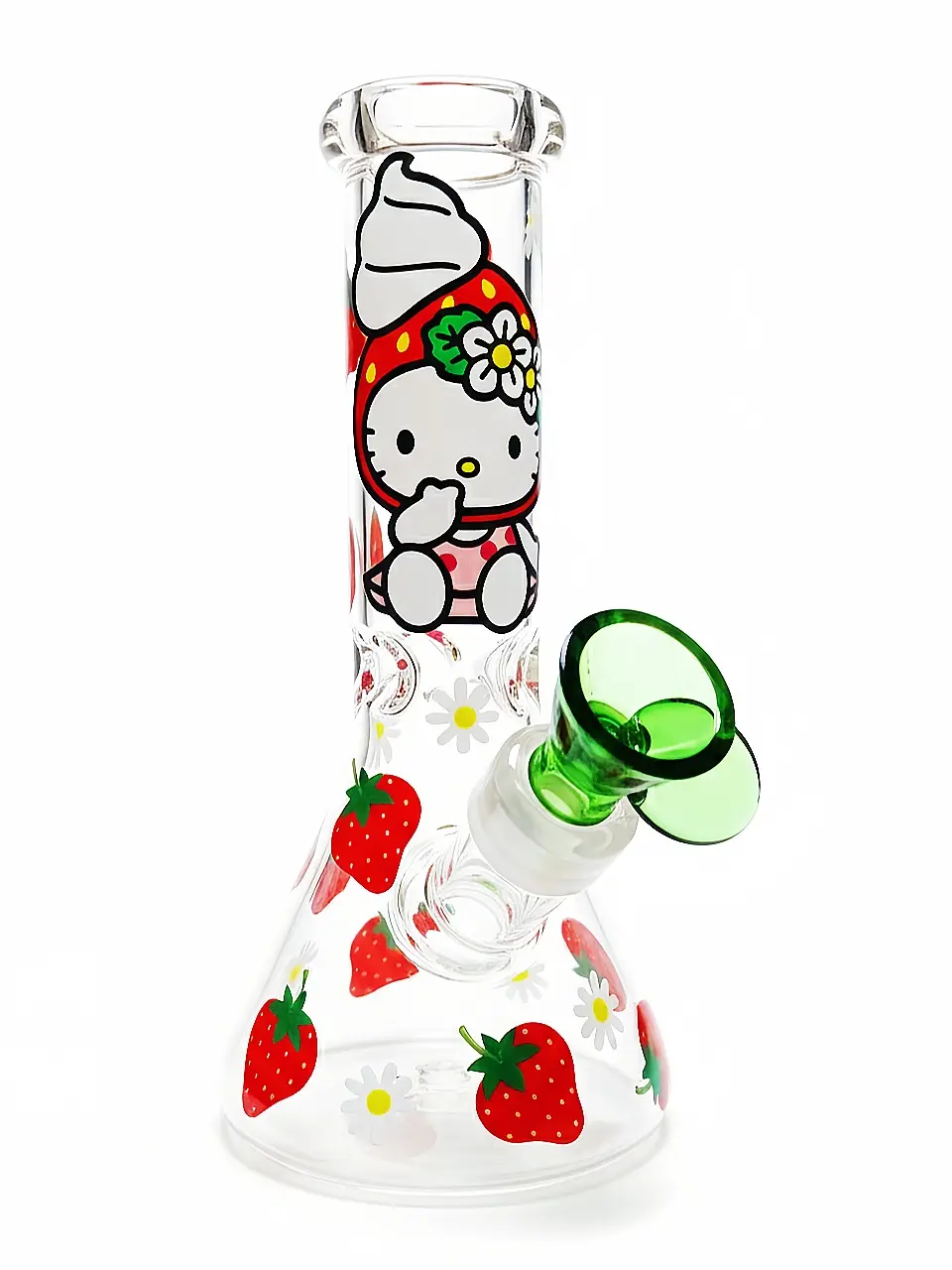 Hello Kitty Strawberry Mini Beaker Bong – Cute Berry Glass Water Pipe