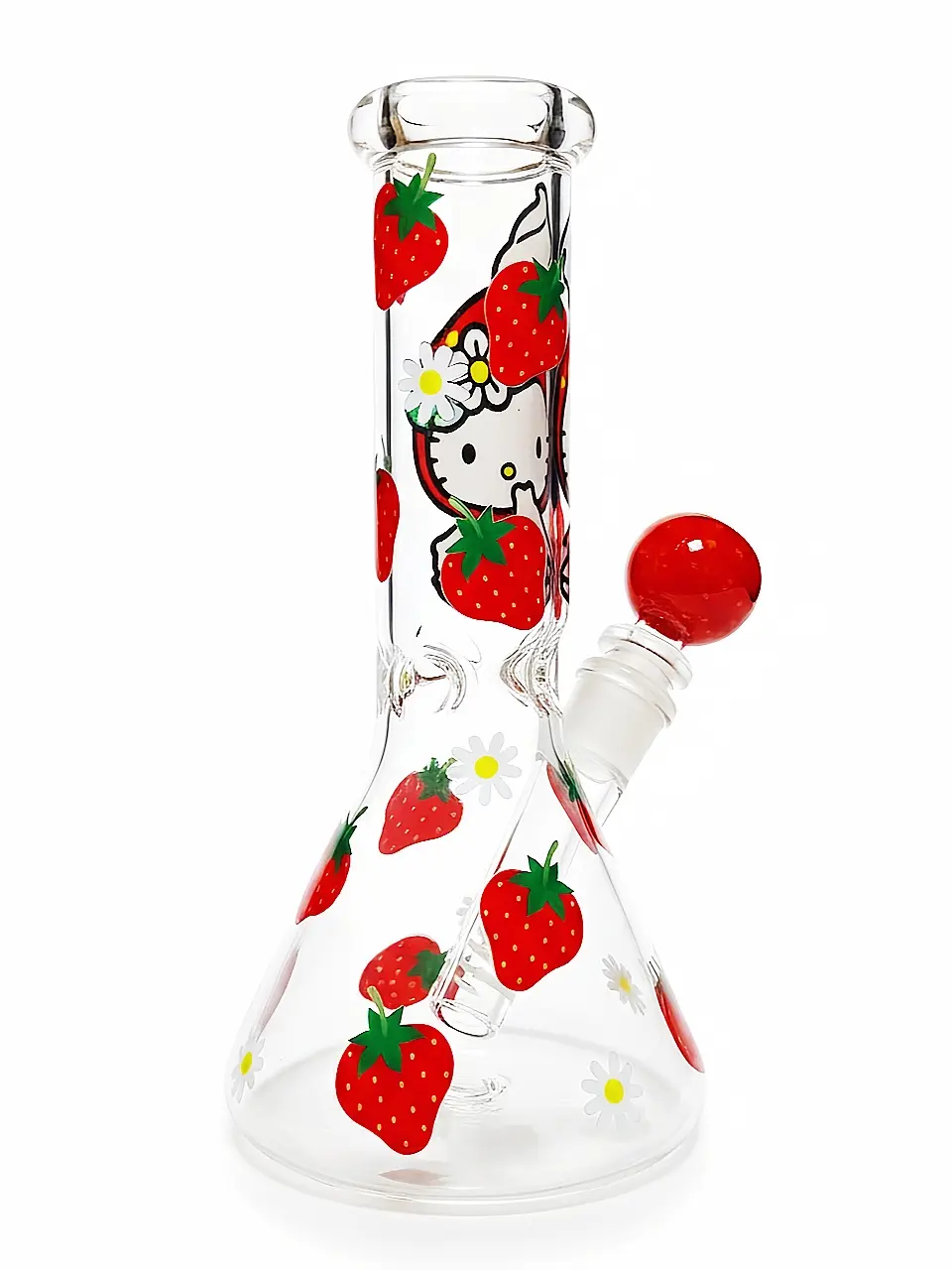 Hello Kitty Strawberry Mini Beaker Bong – Cute Berry Glass Water Pipe