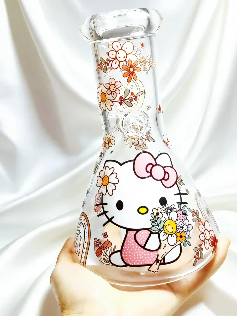 Hello Kitty Bouquet & Rainbow Beaker Glass Bong