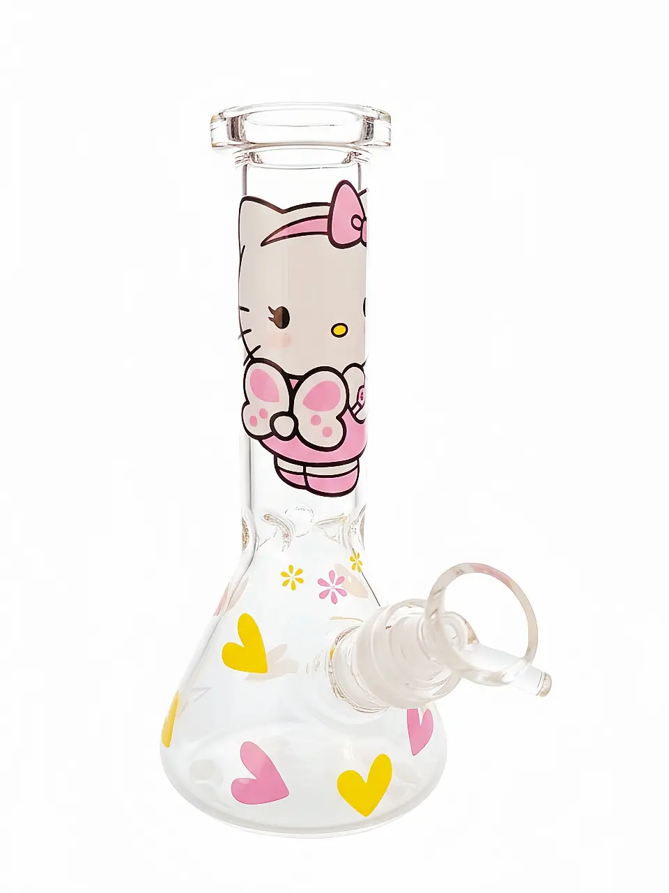 Hello Kitty Pink Yellow Hearts Kawaii Beaker Bong