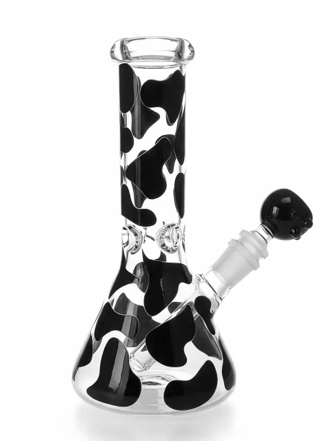Black Cow Print Beaker Glass Bong Black Cow Print Beaker Glass Bong