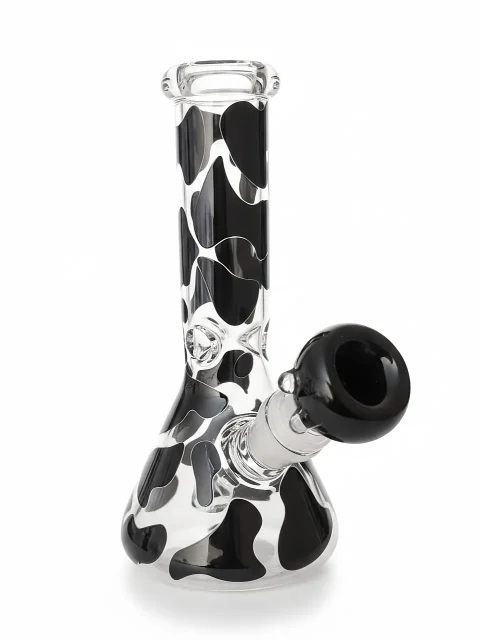 Black Cow Print Beaker Glass Bong