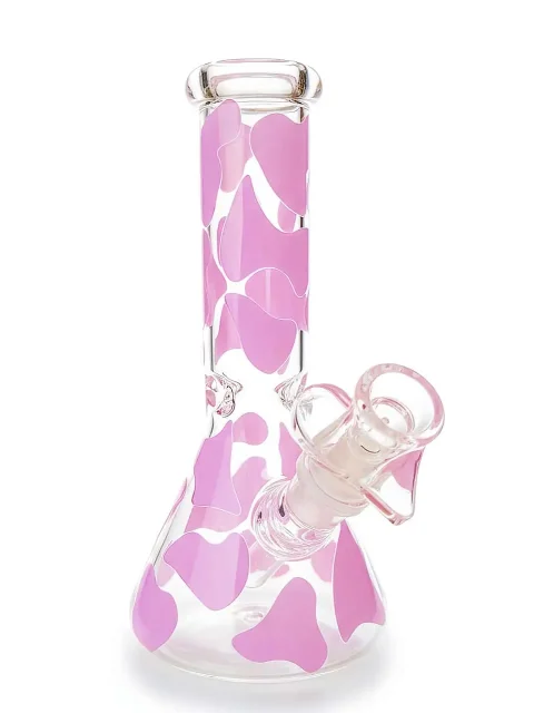 Lavender Cow Print Beaker Glass Bong