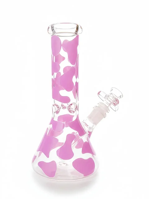 Lavender Cow Print Beaker Glass Bong Lavender Cow Print Beaker Glass Bong