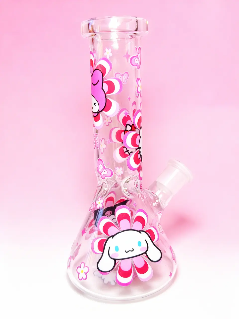 Sanrio Squad Kawaii Beaker Glass Bong – Hello Kitty, My Melody, Kuromi & Cinnamoroll Design