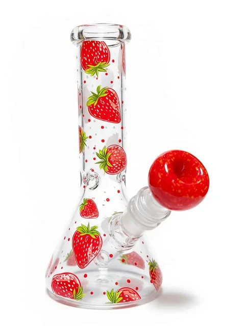Polka Dot Strawberry Mini Beaker Glass Bong