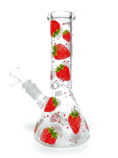 Polka Dot Strawberry Mini Beaker Glass Bong Polka Dot Strawberry Mini Beaker Glass Bong