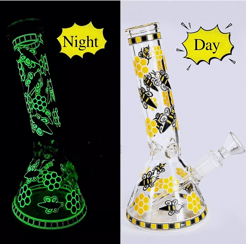 Glow-in-the-Dark Honey Bee Beaker Glass Bong