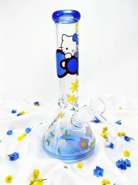 Blue Daisy Dreams Hello Kitty Beaker Glass Bong Blue Daisy Dreams Hello Kitty Beaker Glass Bong