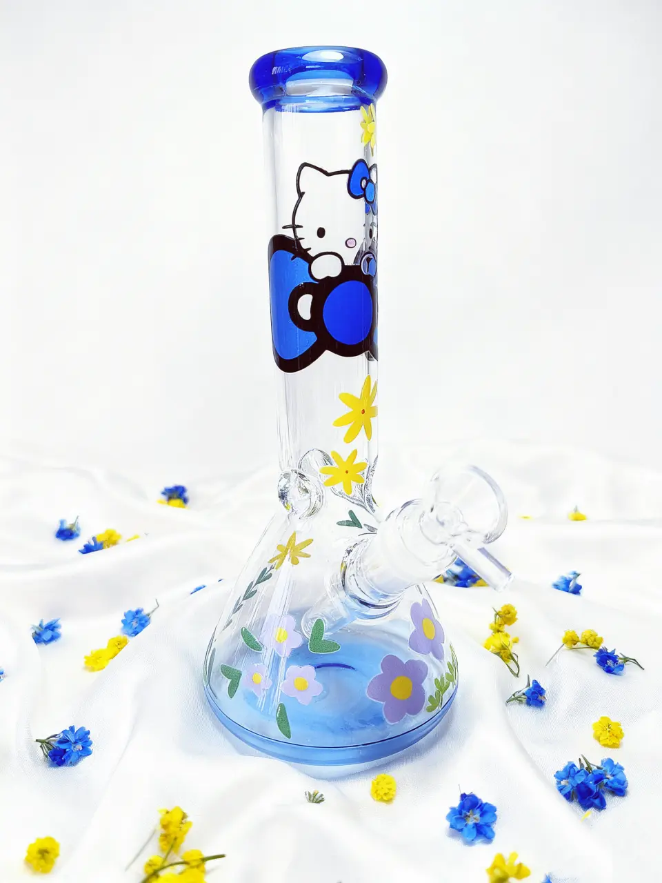 Blue Daisy Dreams Hello Kitty Beaker Glass Bong