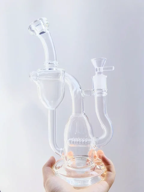 9.5-Inch Clear Recycler Glass Bong with Inline Perc 9.5-Inch Clear Recycler Glass Bong with Inline Perc