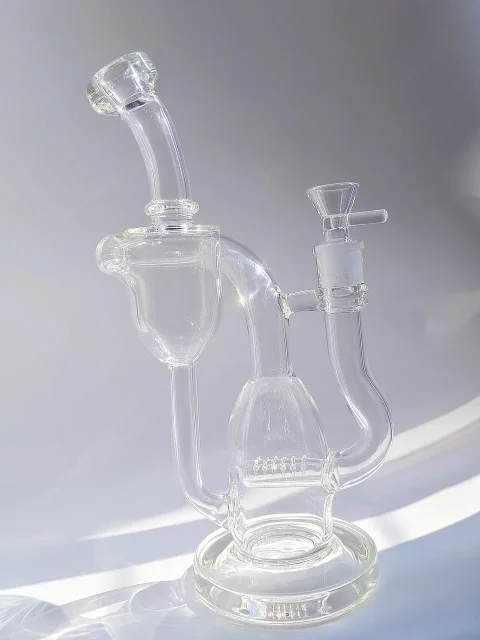 9.5-Inch Clear Recycler Glass Bong with Inline Perc