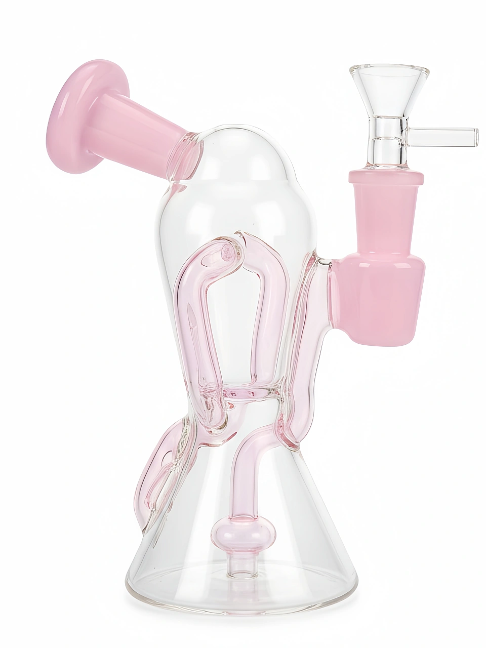 7-inch Mini Recycler Glass Bong | Petal Pink