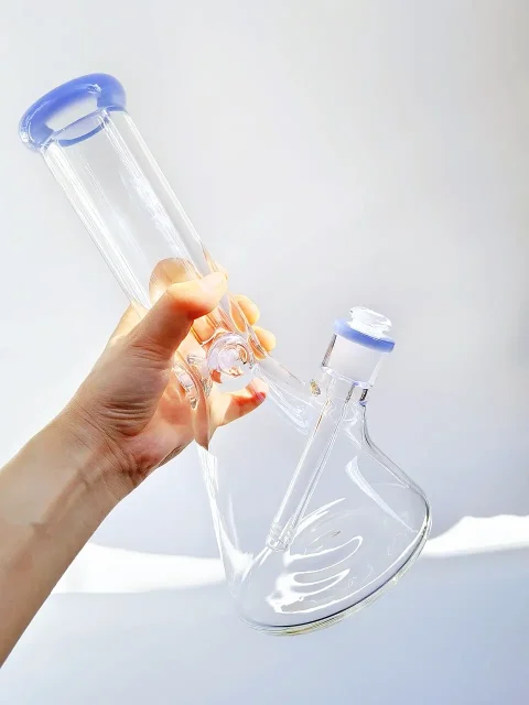 Milk Blue Accent 9mm Thick Beaker Glass Bong