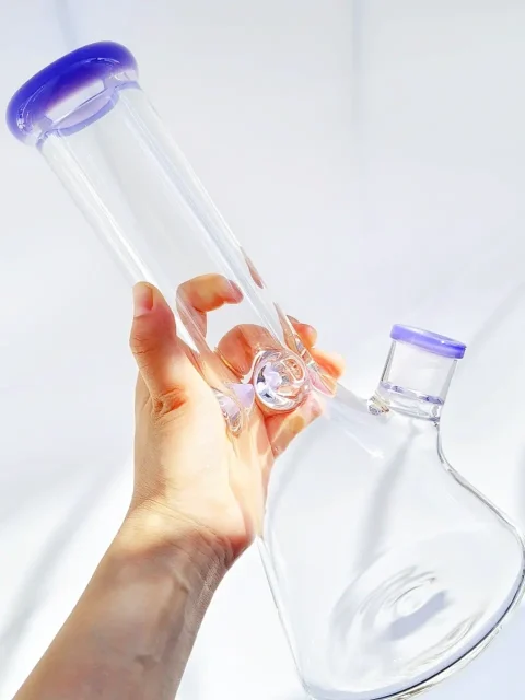 Milk Purple Accent 9mm Thick Beaker Glass Bong