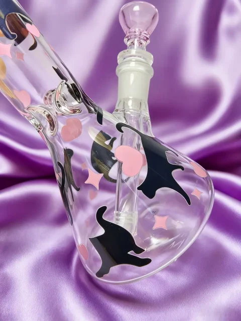 Black Cat & Heart Beaker Glass Bong