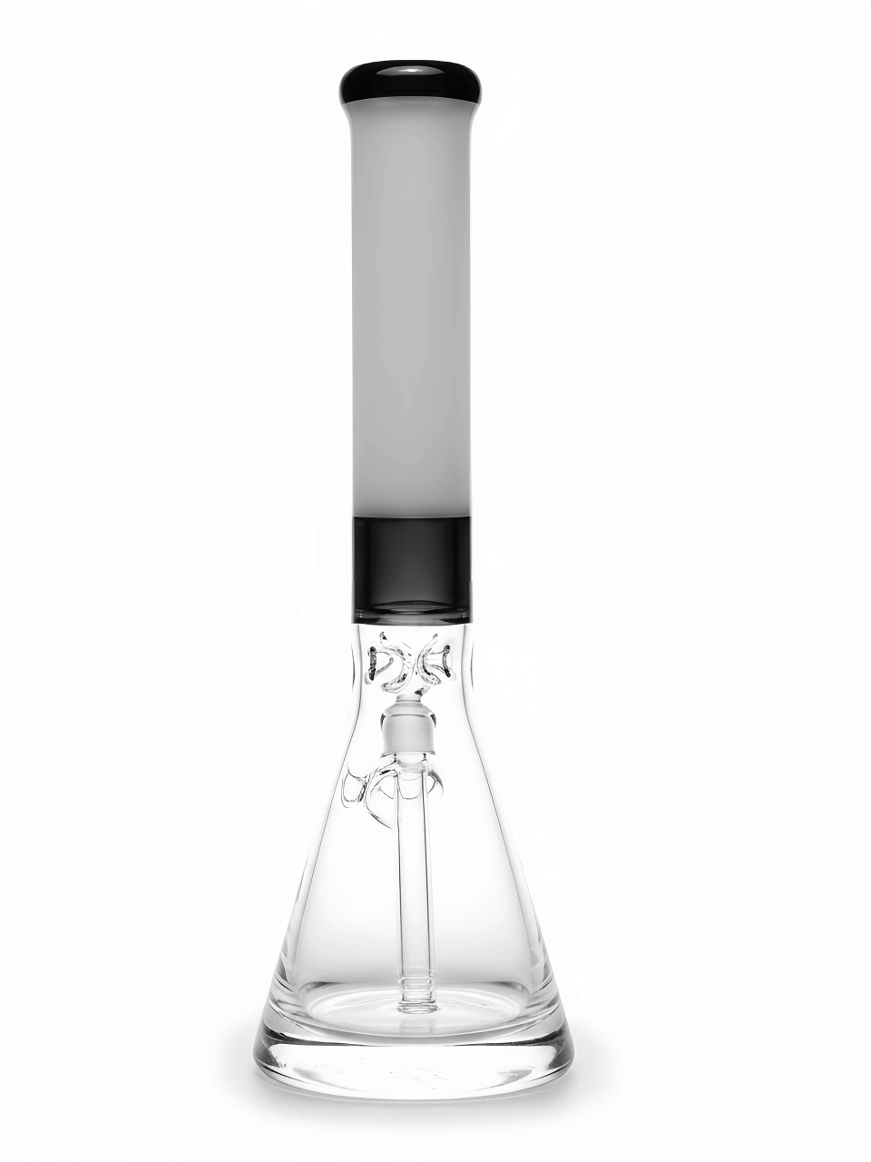 16-Inch Black & White Heavy Base Beaker Glass Bong