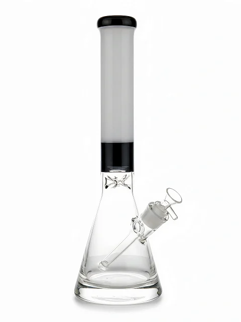 16-Inch Black & White Heavy Base Beaker Glass Bong