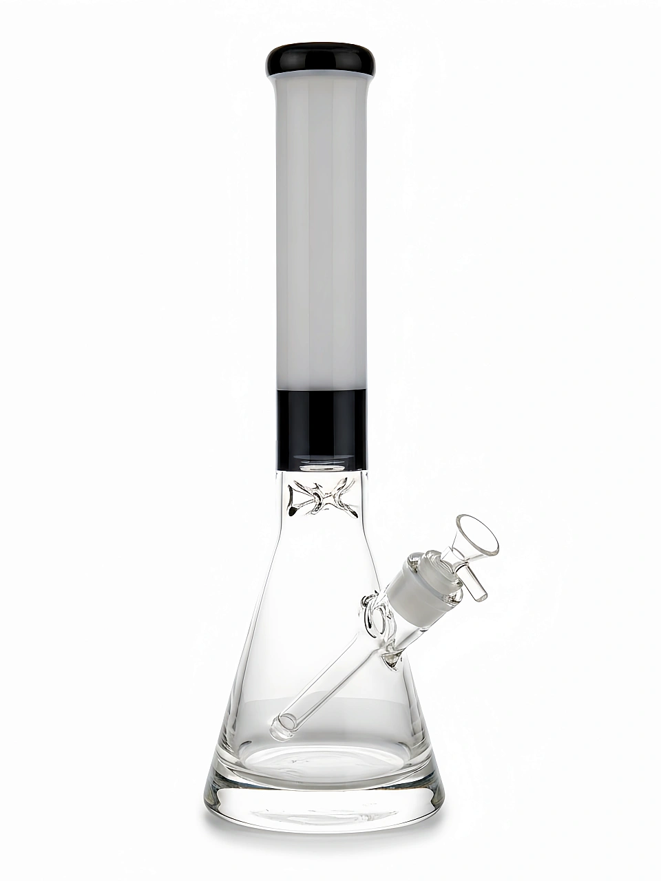 16-Inch Black & White Heavy Base Beaker Glass Bong