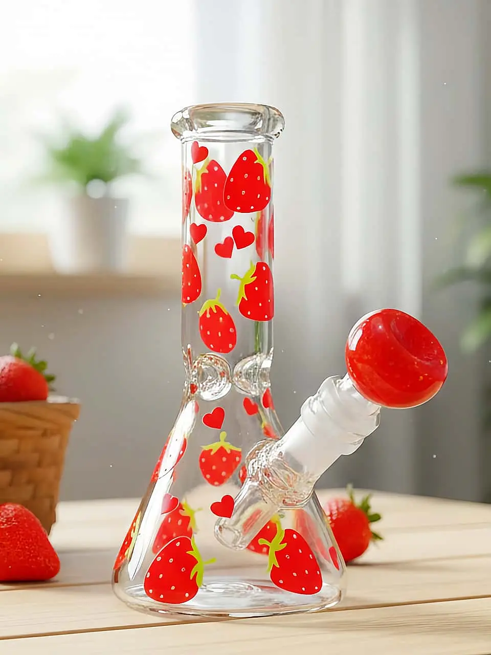Strawberry Happiness Beaker Glass Bong