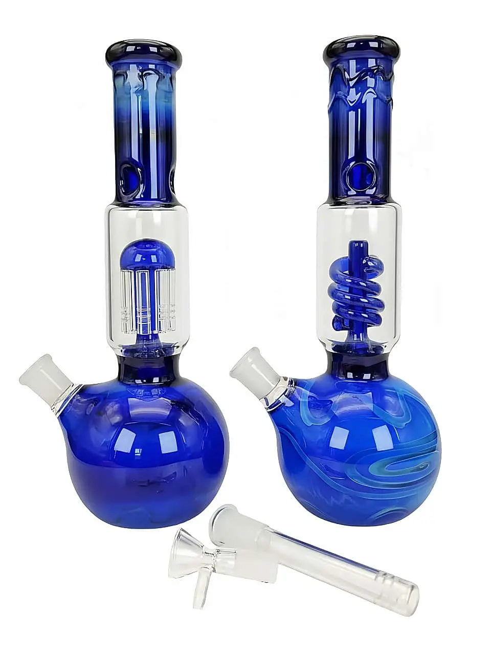 11-Inch Sapphire Blue Bubble Base Glass Bong