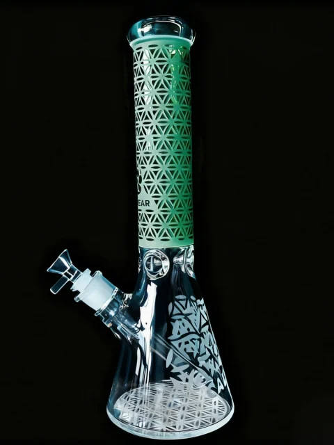 Seed of Life CaliBear Etched Thick Beaker Glass Bong
