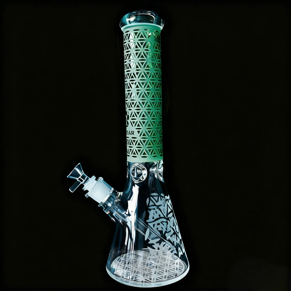 Seed of Life CaliBear Etched Thick Beaker Glass Bong
