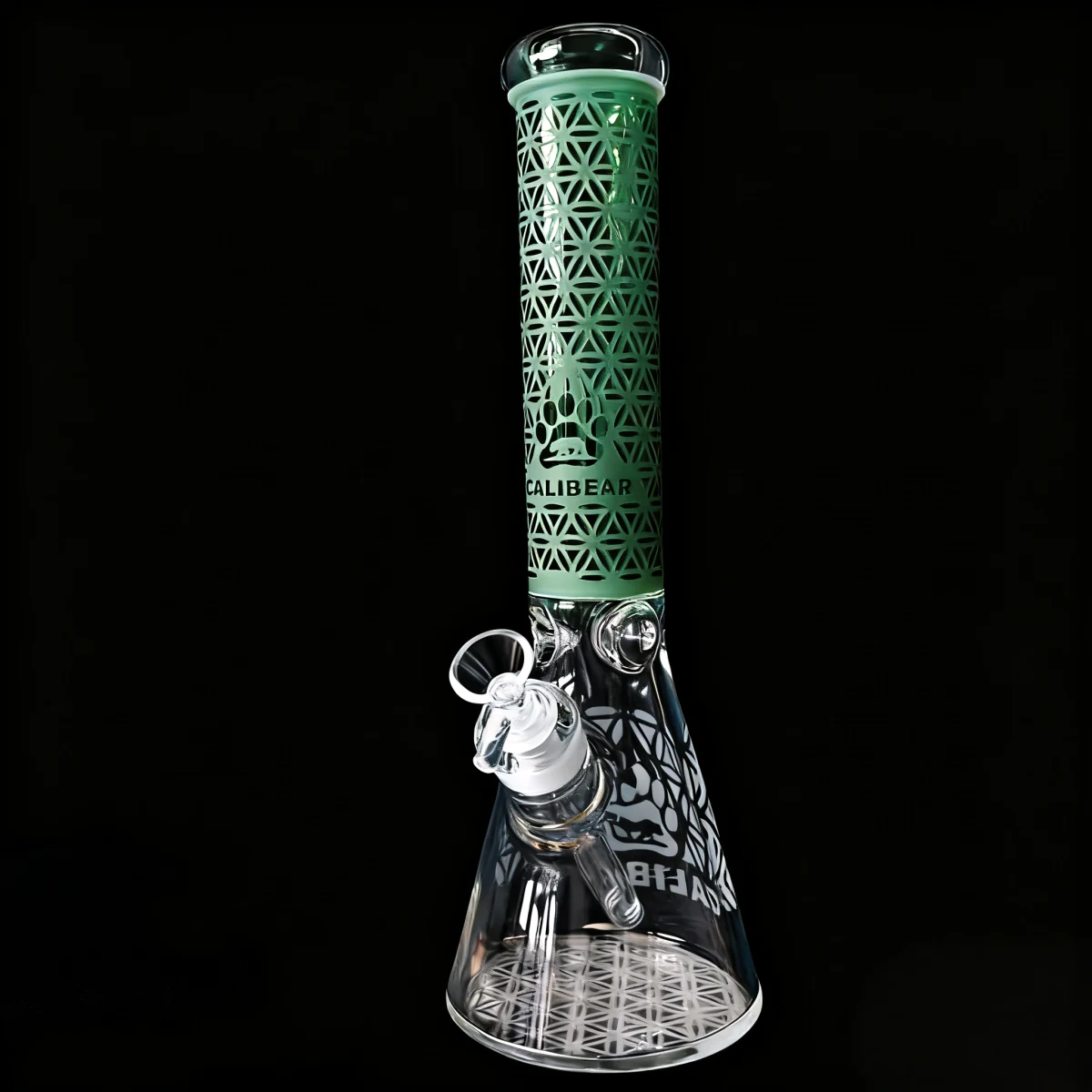 Seed of Life CaliBear Etched Thick Beaker Glass Bong
