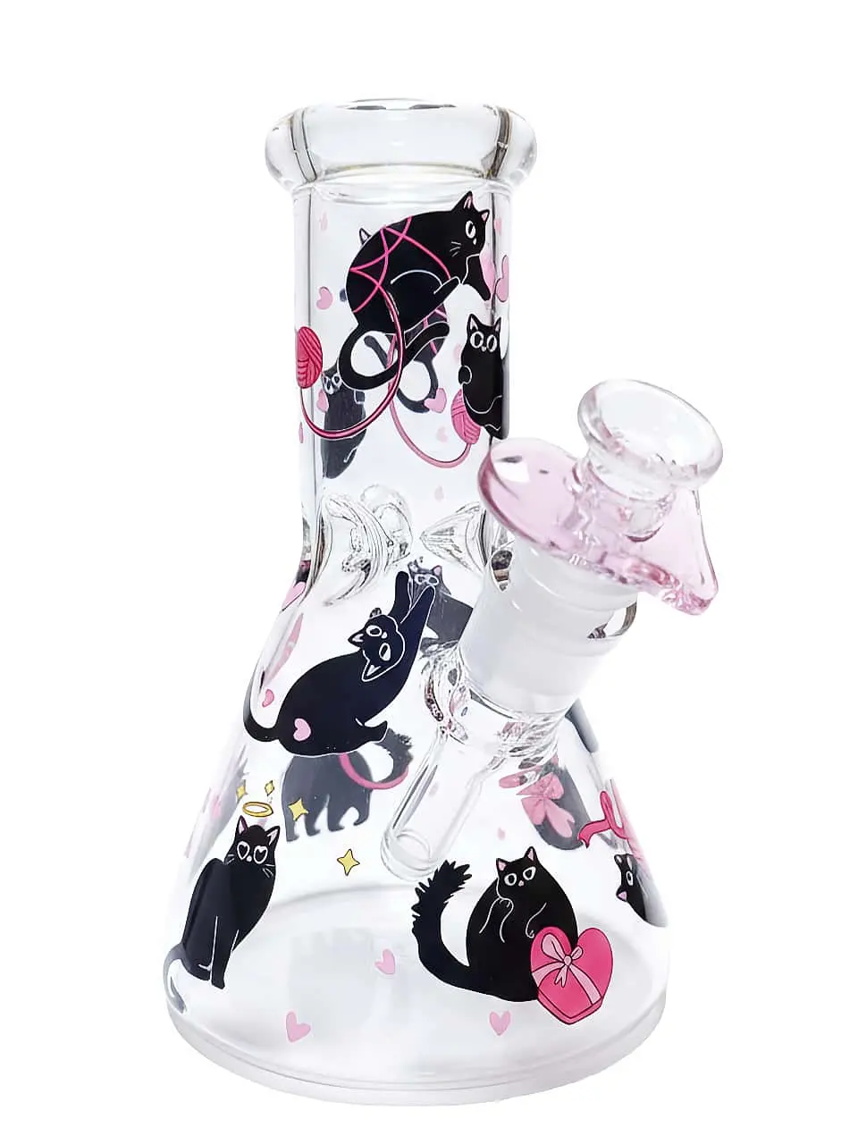 Wide-Bore Black Cat Beaker Glass Bong