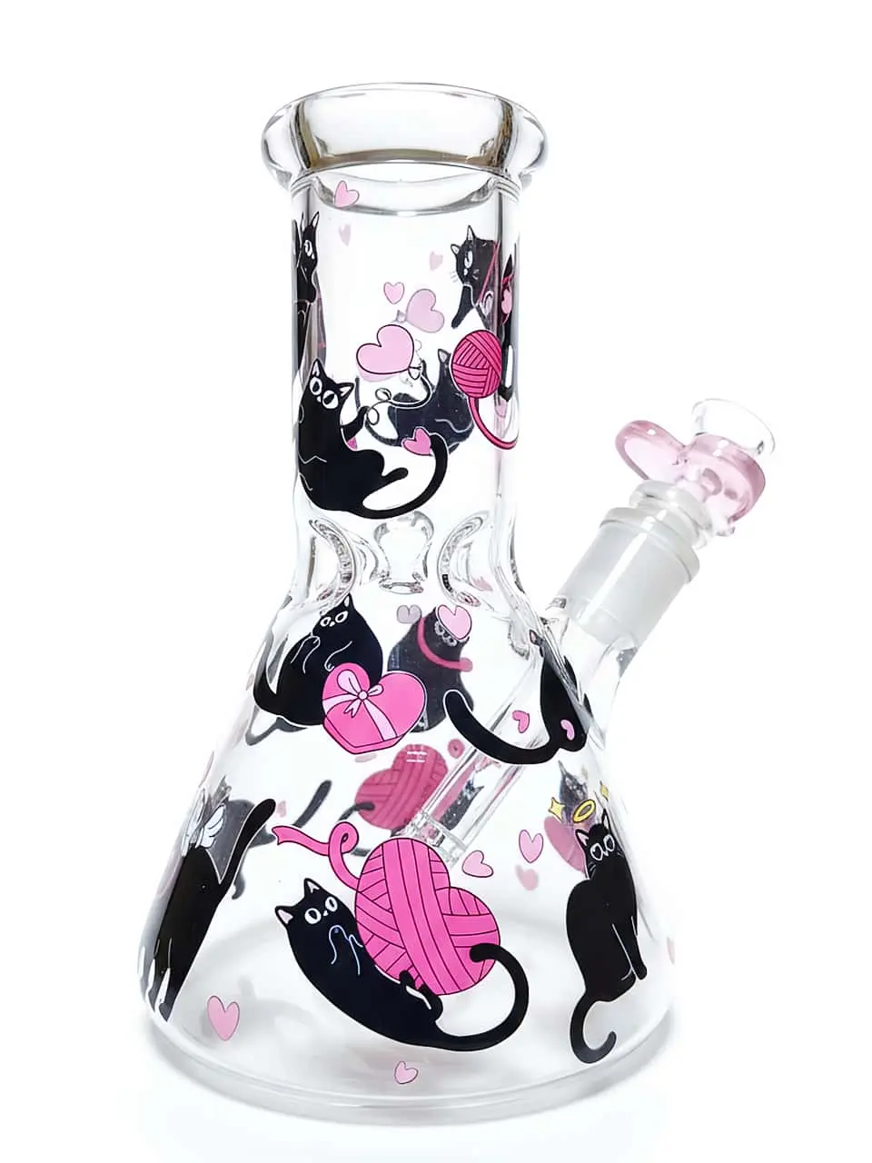 Wide-Bore Black Cat Beaker Glass Bong