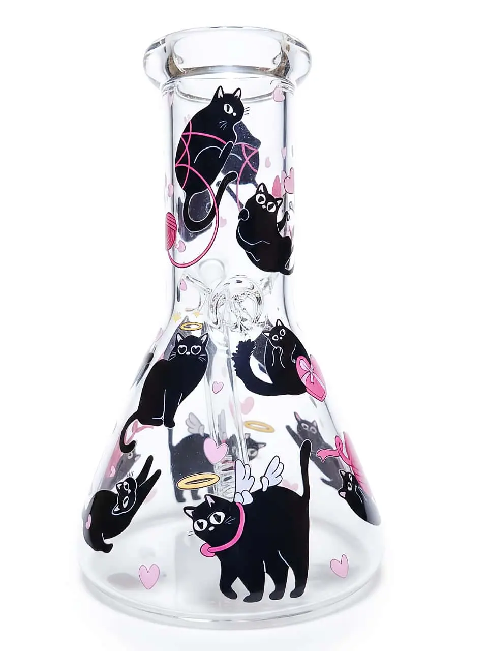 Wide-Bore Black Cat Beaker Glass Bong