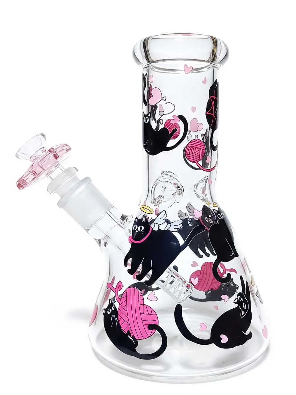 Wide-Bore Black Cat Beaker Glass Bong