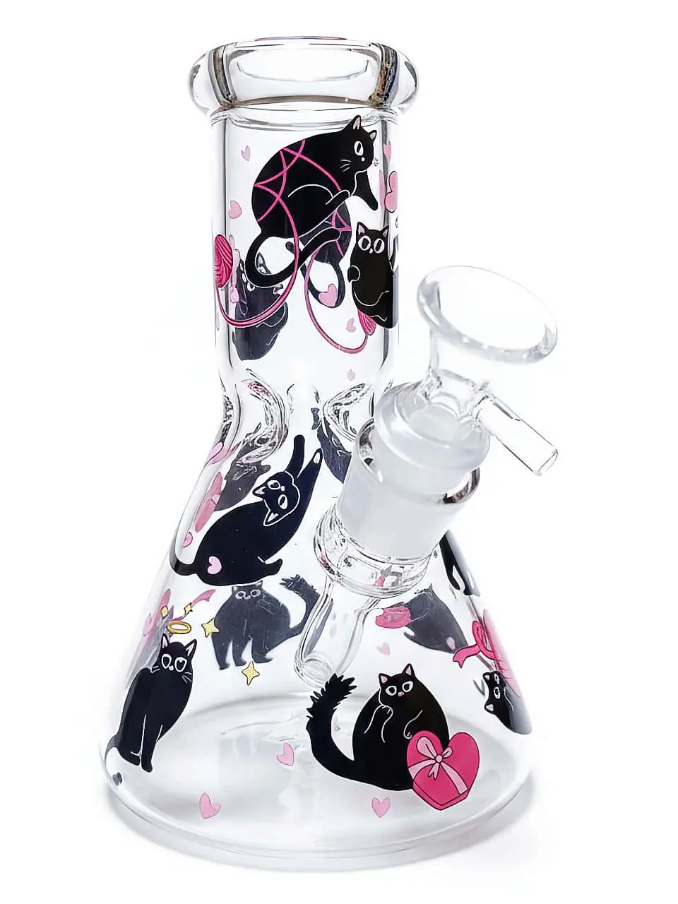 Wide-Bore Black Cat Beaker Glass Bong
