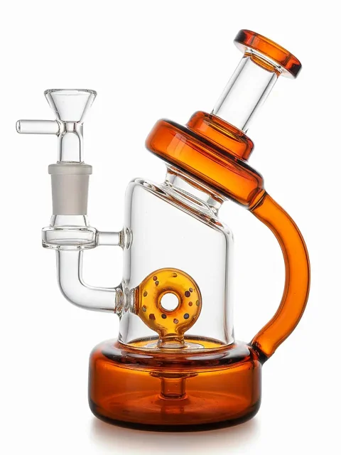 cute-doughnut-mini-glass-bong-amber.webp 9-Inch Doughnut Perc Glass Bong | Multiple colors