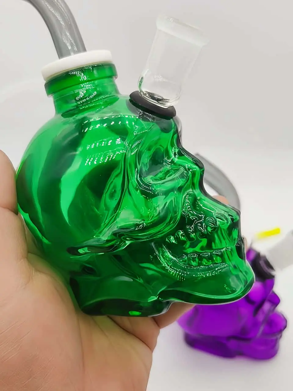 3D Sculpted Skull Glass Bubbler