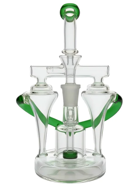 Double-Barreled Green Fusion Recycler Bong