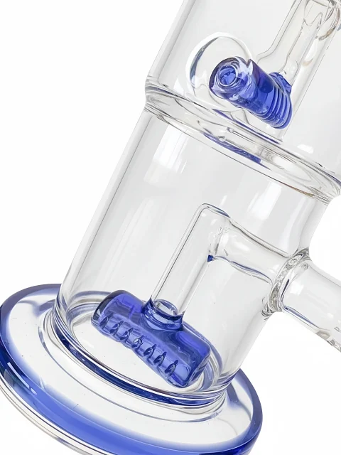 9-Inch Dark Blue Dual-Chamber Inline Perc Bong 9-Inch Dark Blue Dual-Chamber Inline Perc Bong