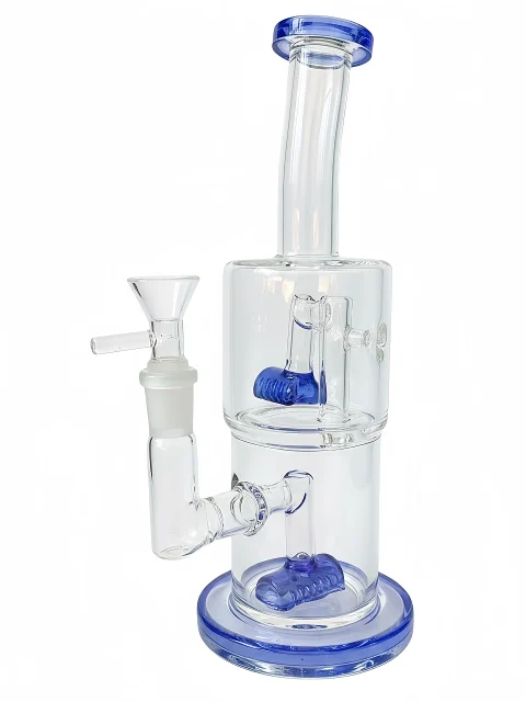 9-Inch Dark Blue Dual-Chamber Inline Perc Bong