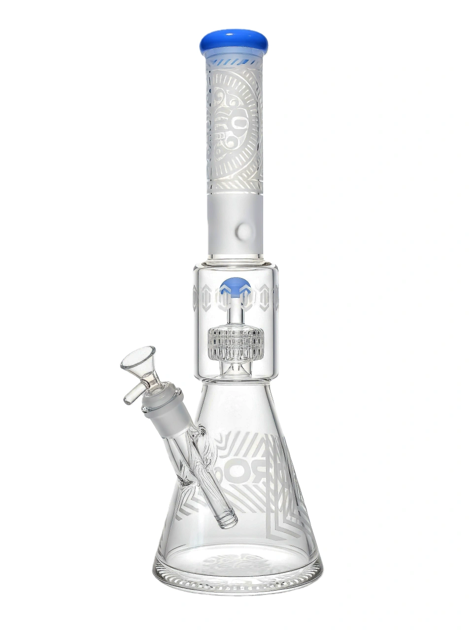Tribal Frost Engraved Beaker Glass Bong Matrix Perc