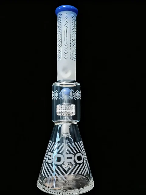 Tribal Frost Engraved Beaker Glass Bong Matrix Perc