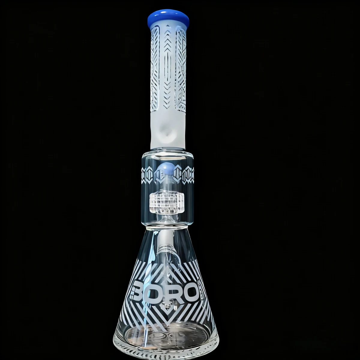 Tribal Frost Engraved Beaker Glass Bong Matrix Perc