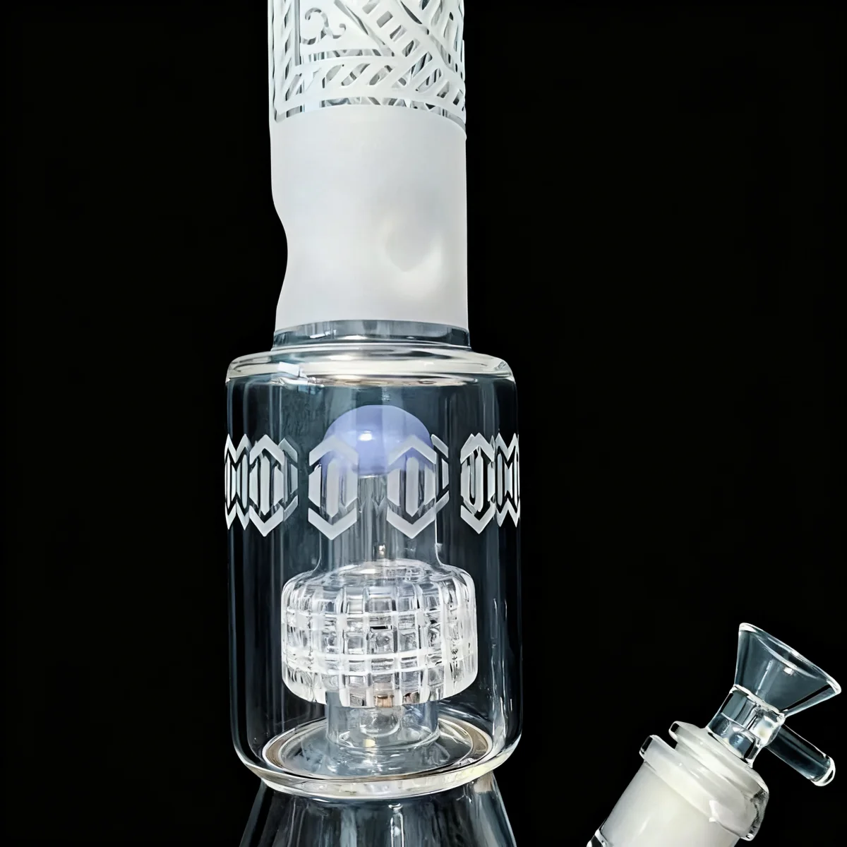 Tribal Frost Engraved Beaker Glass Bong Matrix Perc