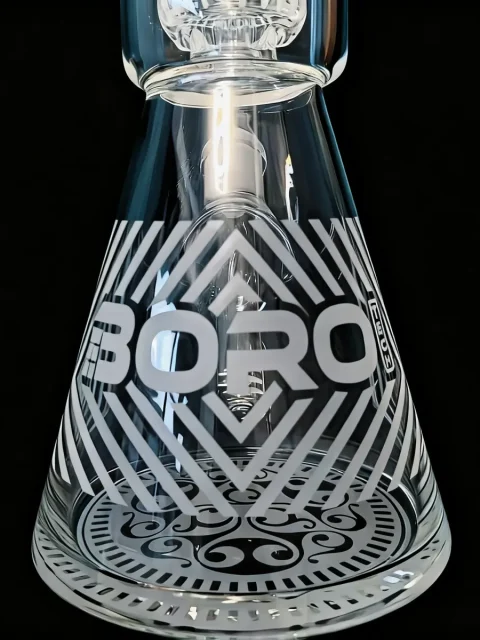 Tribal Frost Engraved Beaker Glass Bong Matrix Perc