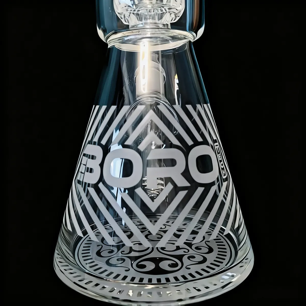 Tribal Frost Engraved Beaker Glass Bong Matrix Perc